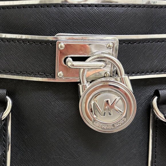 Timeless Michael Kors Hamilton Black w/Silver Trim Saffiano Leather Tote - Picture 11 of 11
